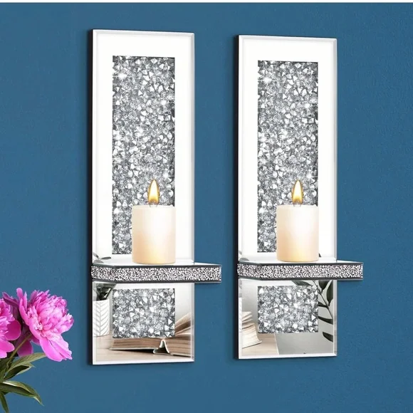 Elegant Silver Wall Candle Holders Set of two
