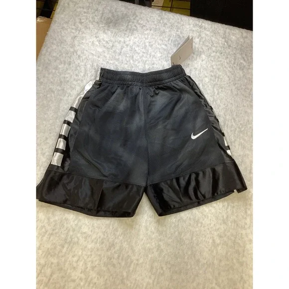 Nike Kids Dri-FIT Basketball Shorts Black Silver Loose Fit CV2366-010 NEW Small