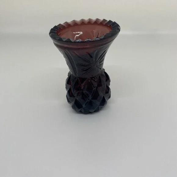 Vintage Pressed Glass Toothpick Cellar Purple Pineapple Cut Amethyst