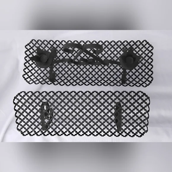 Vtg Black Metal Cut Decorative Wall Panels - One For Holding Candles