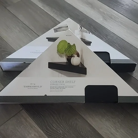 (2) Black Corner Shelves