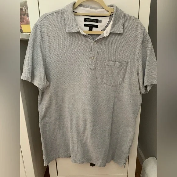Banana Republic Performance Pique Polo Men’s Large Light Gray Golf Minimalist