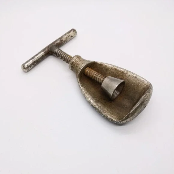 Vintage Metal Screw Clamp Nutcracker with T Bar Handle