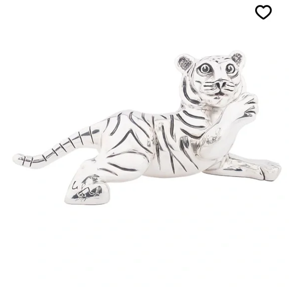 Official D’Argenta Silver Bengal Tiger Cub Statue artist Ricardo del Rio.mint