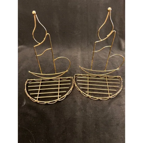 HOMCO Gold Metal Wire Shelf | Set of 2 | Cottage Grandma Bow Y2K