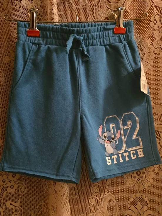New Disney Stitch Boys Size 4 Terrycloth Elastic Waist Blue Shorts