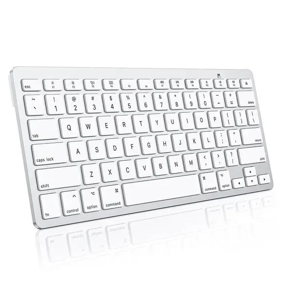 OMOTON Wireless Keyboard KB066 Bluetooth Slim Windows Mac iOS Android Silver