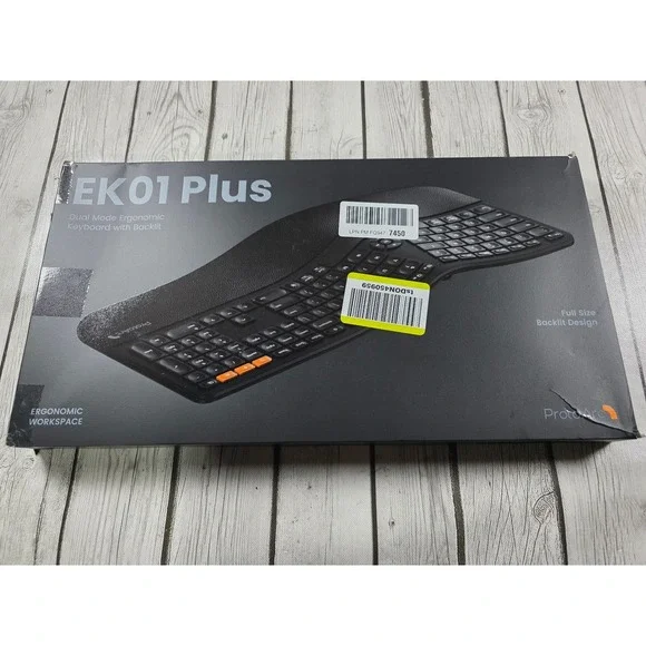 ProtoArc EK01 Plus Dual Mode Ergonomic Keyboard Wireless Bluetooth Backlit Black