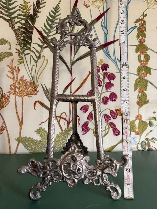 Ornate Silver Metal Display Easel - Home Wall Decor