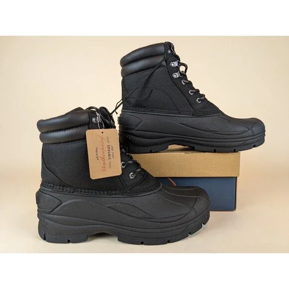 Weatherproof Vintage Joe Duck Boots Mens 9 M Black Lace Up Outdoor Shoes MWB