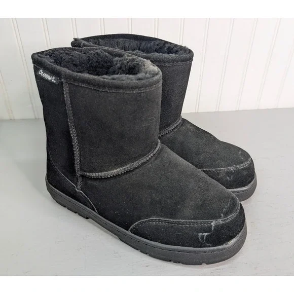 Bearpaw Men's Suede Winter Boots Size 9.5 Black Mid Calf Pull On‎ Cozy Comfy