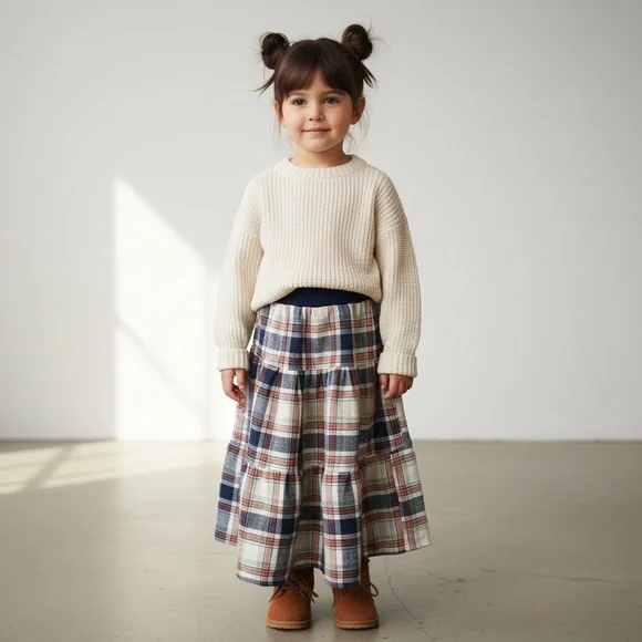 Skirt Girls 2/3 Maxi Colorful Plaid Ruffle‎ Tier 100% Cotton Mom and Pop's Kids