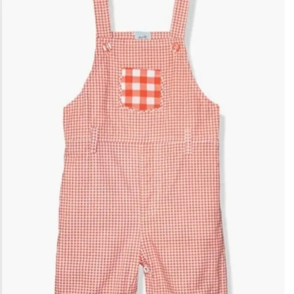 Minki Munki Gingham Overalls Infant Size 6-9 Months NEW