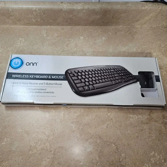 onn. Wireless Keyboard and Mouse Combo, 5-Button Mouse,‎ Nano Receiver dongle