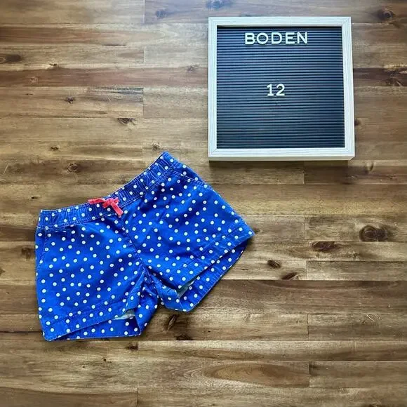 Boden Navy Blue White Polka Dot Heart Pocket Cotton Shorts European Teen Preppy