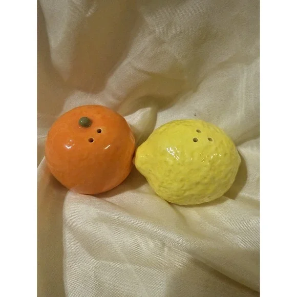 Vintage Orange and Lemon Shaped Salt and Pepper Shakers