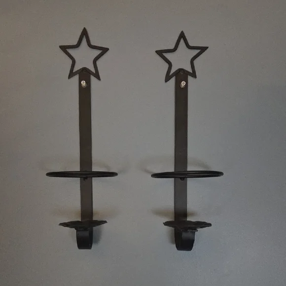 Matte Black Metal Star Wall Sconces