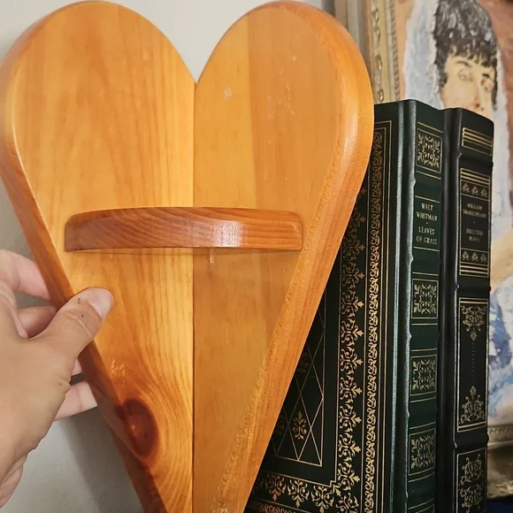 heart shaped Wood corner shelf or bookend See Back