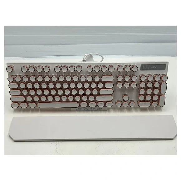 MageGee MK-STORM Mechanical Keyboard Retro Typewriter White Rose Gold Wired LED