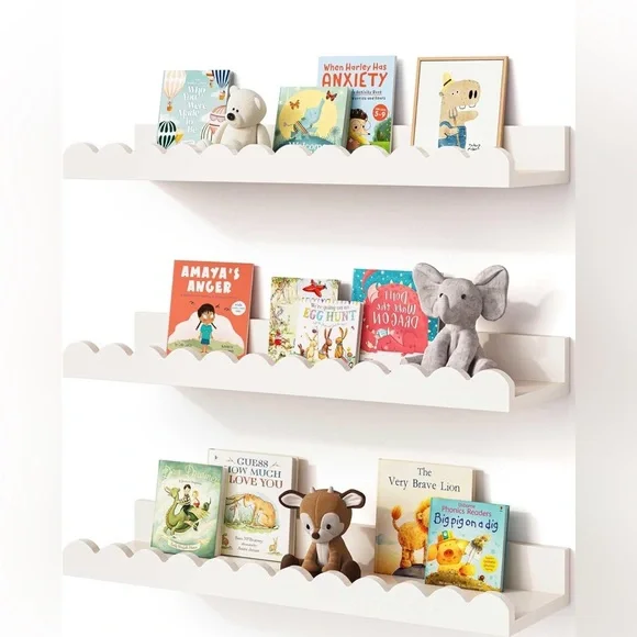 Scalloped Shelves, Nursery Book Shelves, Floating Book Shelves for Wall