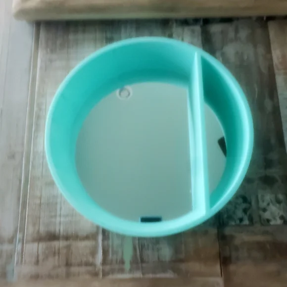Round Aqua Wall Shelf with Mirror