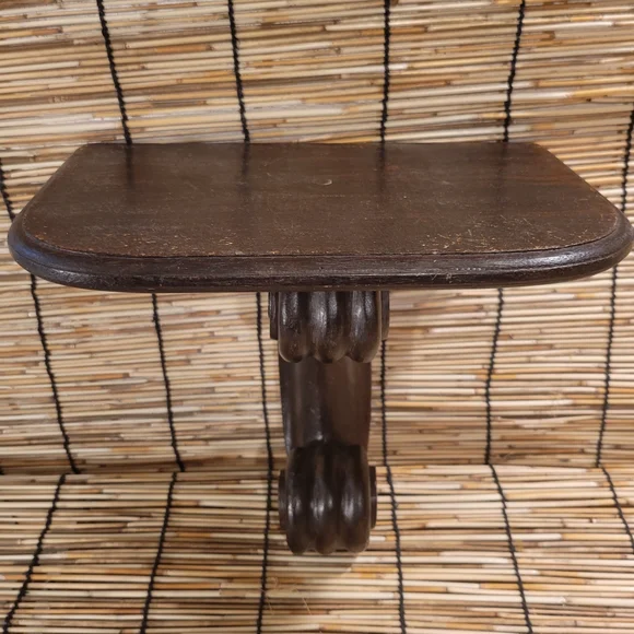 Late 20th Century Hand Carved India Wooden Fiddlehead Accent Shelf