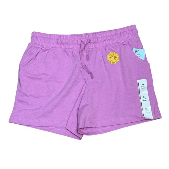 Cat & Jack Girls‎ XL 14 Knit Shorts Purple Cotton Blend New Casual Gym Cheer
