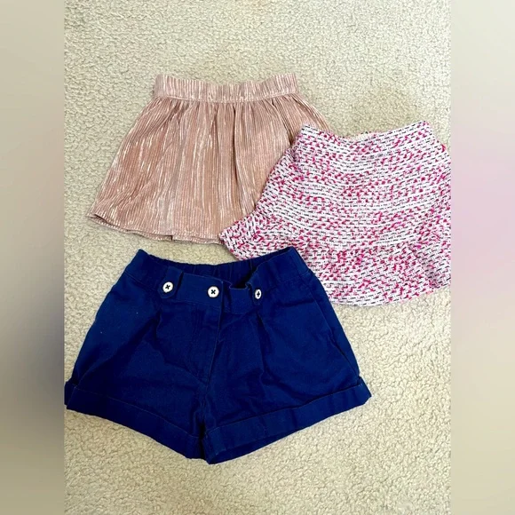 Janie and Jack Girls Blue Solid Chino Shorts Summer Skirts Bundle 2T Lot 3 Piece