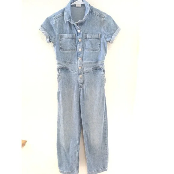 Abercrombie Kids Denim Jumper 11/12 Short Sleeve Lightwash One Piece