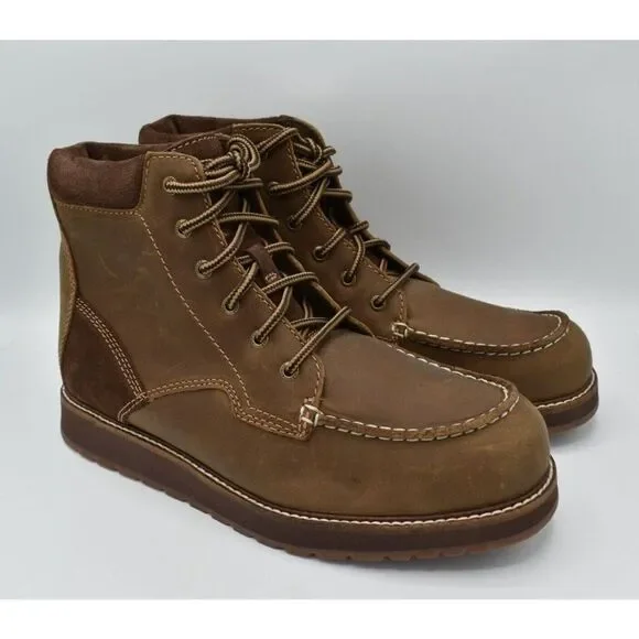 Kodiak Mens Size 9 Devick Saddleback Brown Wedge Moc Toe Lace Up Boots Shoes