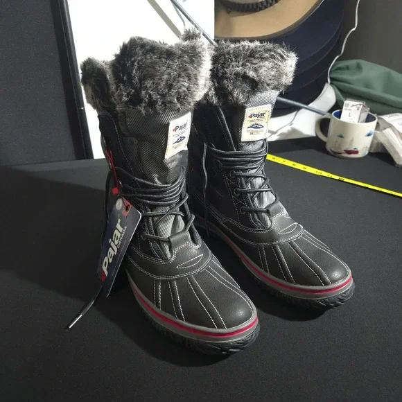 Pajar Heritage Snow Boots Mens 10-10.5 Black Waterproof Faux Fur Winter Leather