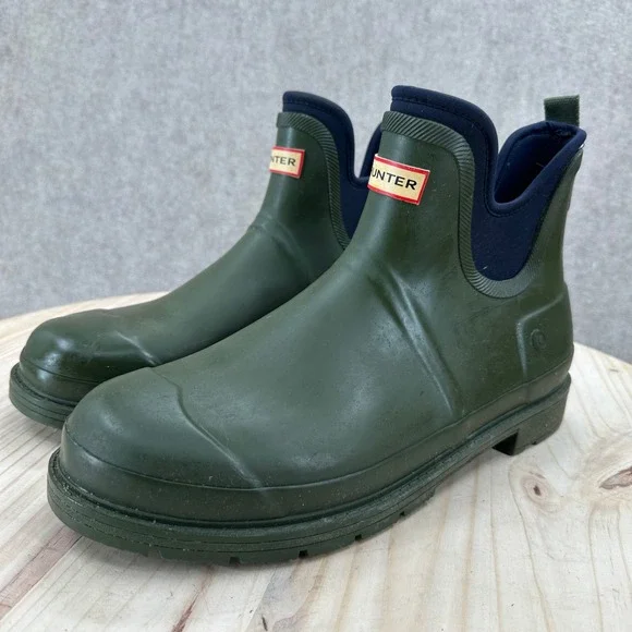 Hunter x Target Men Size 12 Green Rubber Ankle Rain Boots Gorpcore Utility