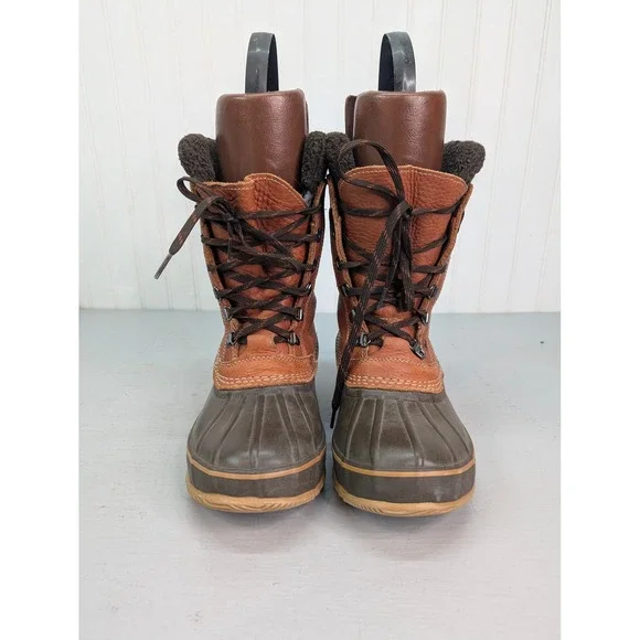 LL Bean Men's Snow Waterproof Leather Duck Boots Winter Brown Size 8 M 299620‎
