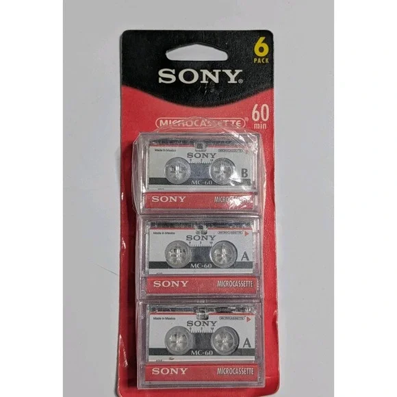 Sony‎ MC-60 Microcassette Audio Tapes (Pack of 6) New Old Stock