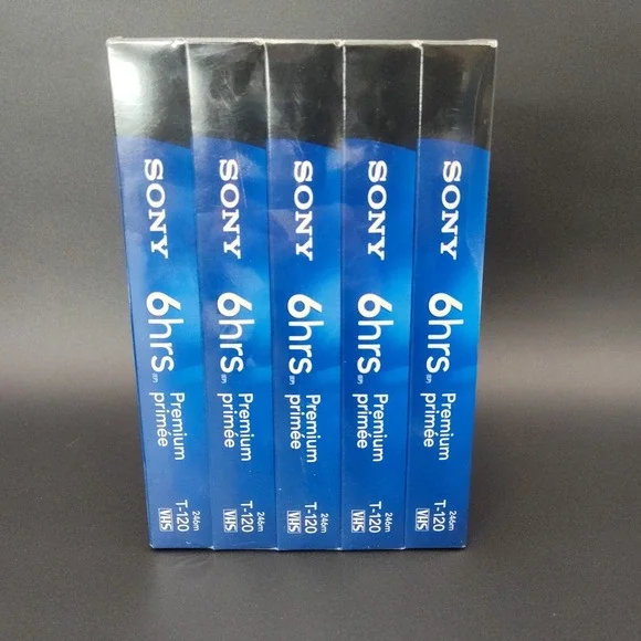 Sony 6 Hr T-120 VHS Tape Cassette Sealed Premium Grade 5 Pack VCR BB18.2GO1018