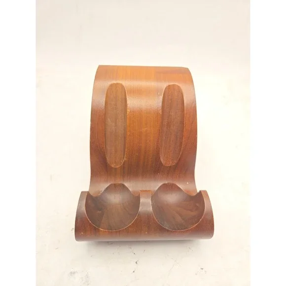Vintage Decatur Industries Solid Walnut 2 Pipe Stand | Genuine Walnut Tobacciana