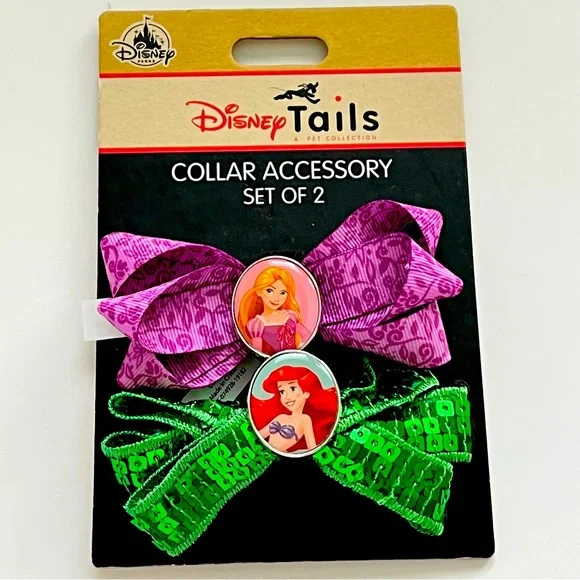 🐾🐈‍⬛ Disney Tails Pet Collar or Lead Trim - 💜Rapunzel & Ariel 💚