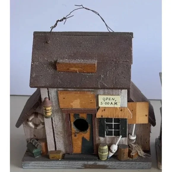 Wood Fishing Tackle Hut for Villages, Train Sets or Birdhouses