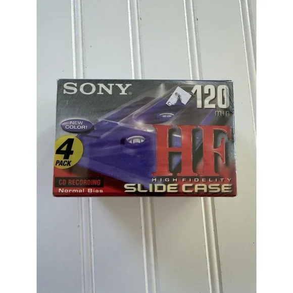 Sony High Fidelity Slide Case Purple Blank Cassette Tape 120 Min NEW 4 Pack