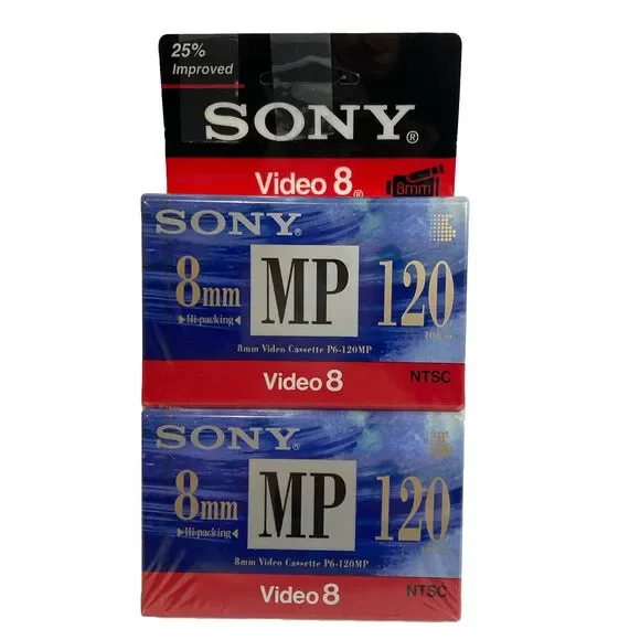 Sony P6-120MP Metal Tapes 8mm Video 8 NTSC Vintage New Sealed‎ Set Of 2 USA