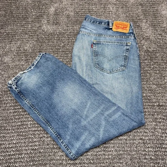 Levi's Mens 569 Jeans W42 L32 Light Wash‎ Blue Relaxed Straight Denim