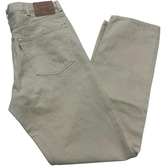 Levi's 505 Regular Fit Tan Beige Denim Jeans Mens‎ Made in USA Straight Leg Y2K