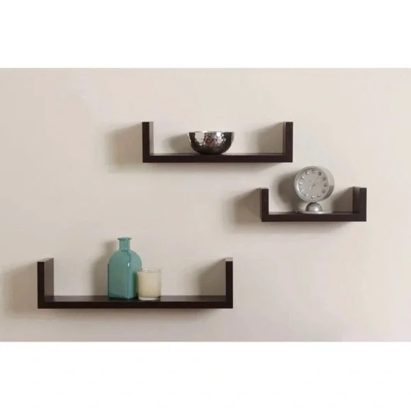 Danya B Floating Shelves Wall Decor, Wood Walnut Wall Mount (3-Shelf Pack) NWOT