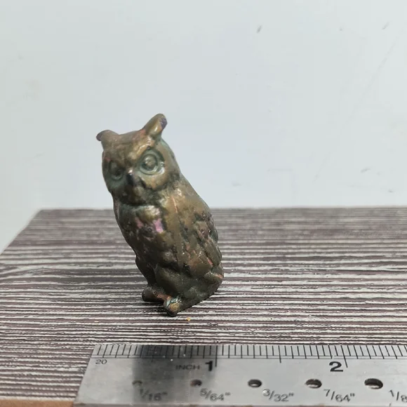 Vintage Owl Statue Figurine Brass 2”