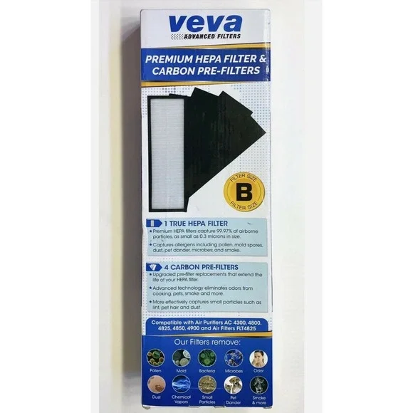 VEVA Advanced Filters Premium Hepa Filter 4 Activated Carbon Pre Filters Size B