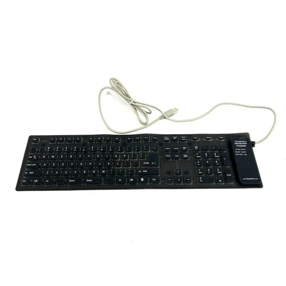 GrandTec Virtually Indestructible Keyboard Flexible Silicone USB Wired Black