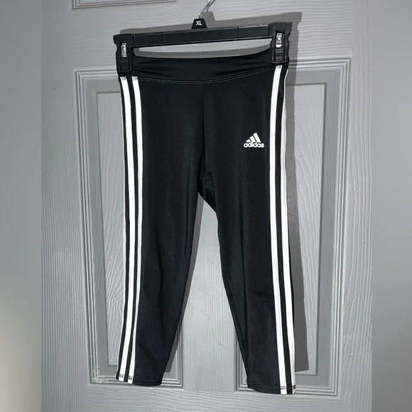 Adidas Kids Black Leggings‎ with White Accents