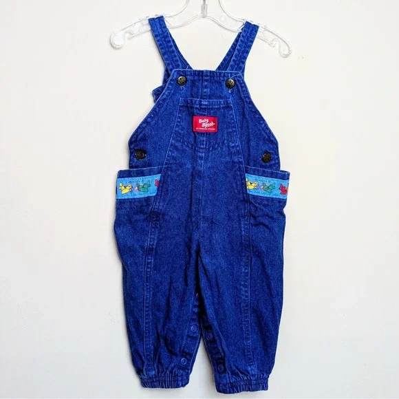 Vintage Oshkosh Bgosh Overalls Denim Osh Kosh Airplane Bubble 80s Size 12 Months
