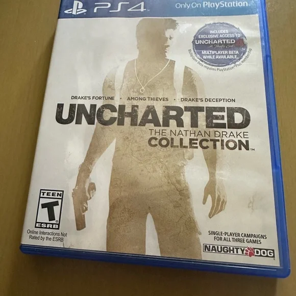 Sony PS4 Uncharted: The Nathan Drake Collection - Blue Case and game.
