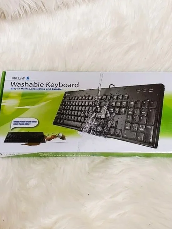 I-Rocks IRK32W-BK Black Washable Durable Ergonomic Keyboard
